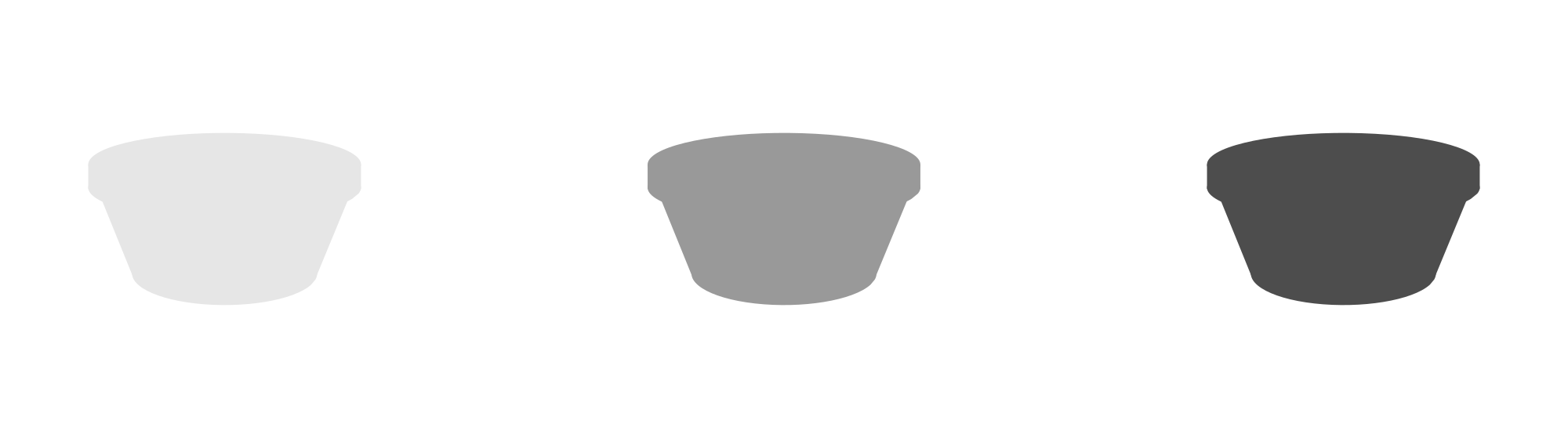 Illustration of light, medium, and grey bowl.